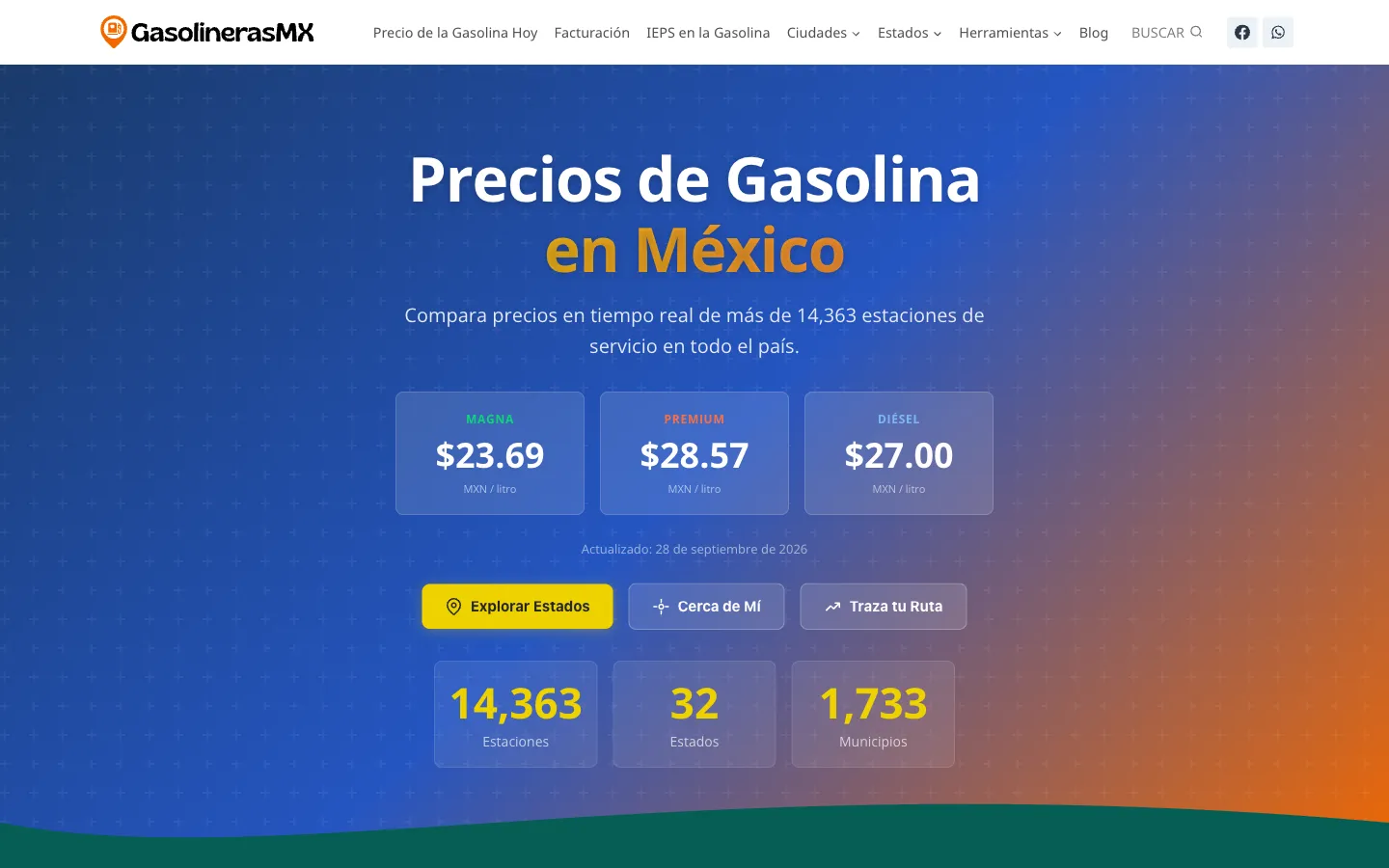 Sitio web de GasolinerasMX